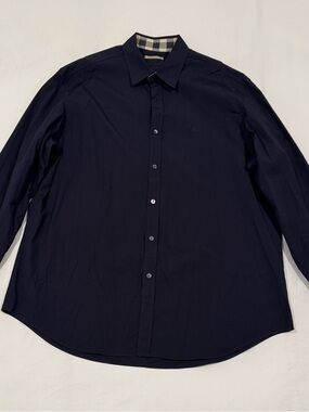 Burberry Men's Navy Long-Sleeve Button-Down Shirt
